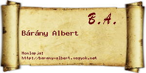 Bárány Albert névjegykártya