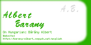 albert barany business card